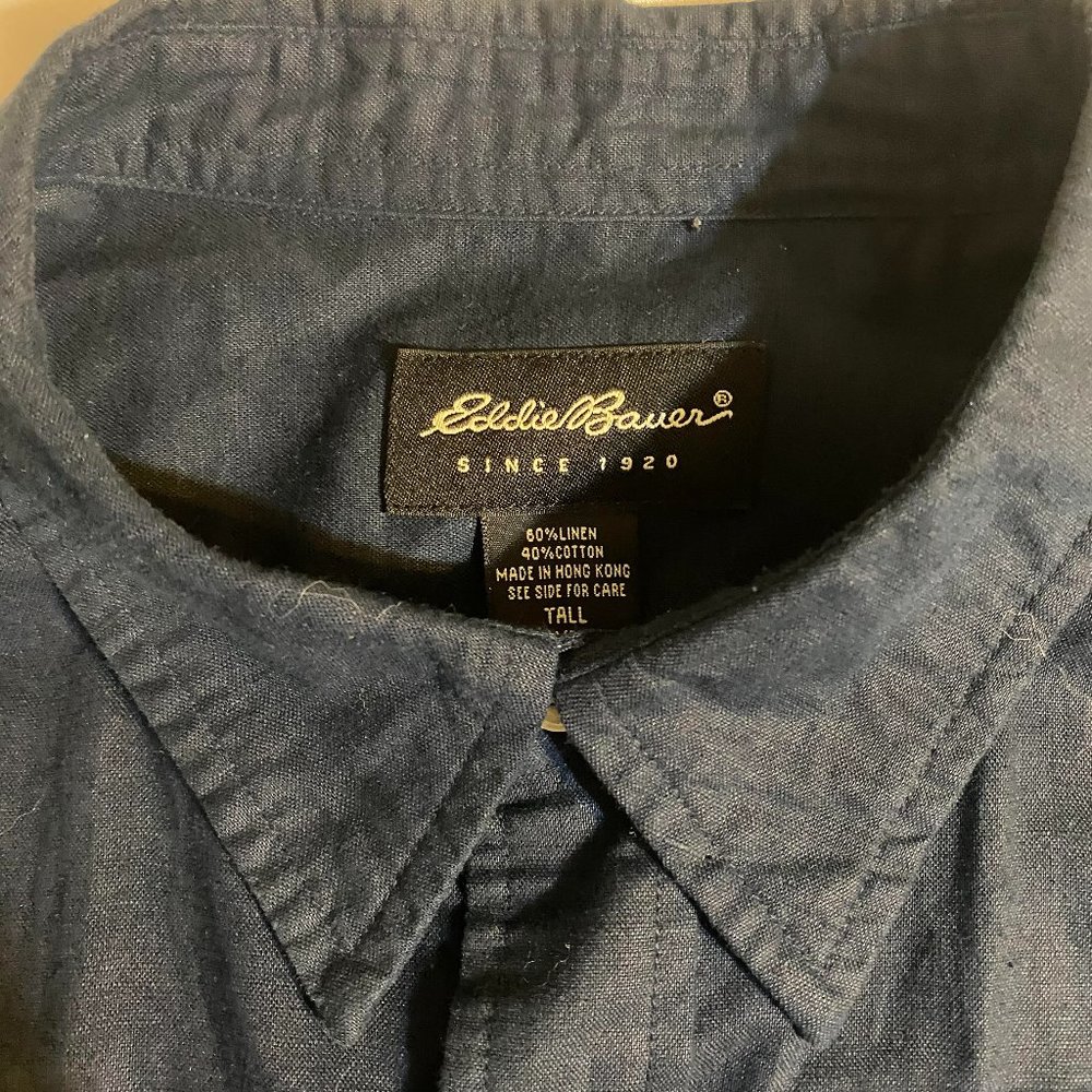 Vintage 2000's Eddie Bauer Linen/Cotton short sleeve casual shirt XLT